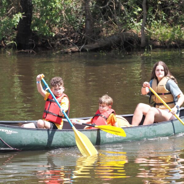 campers canoeing