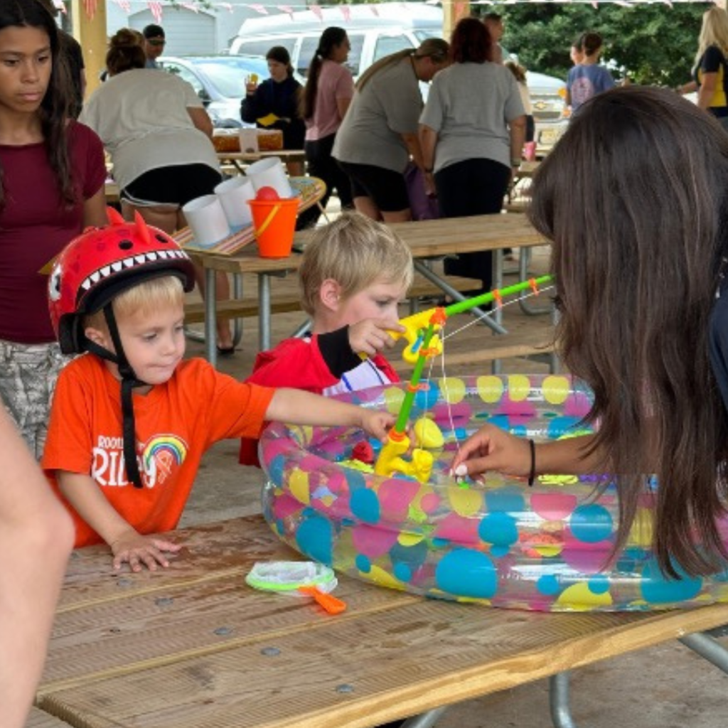 kids playing a game at camp